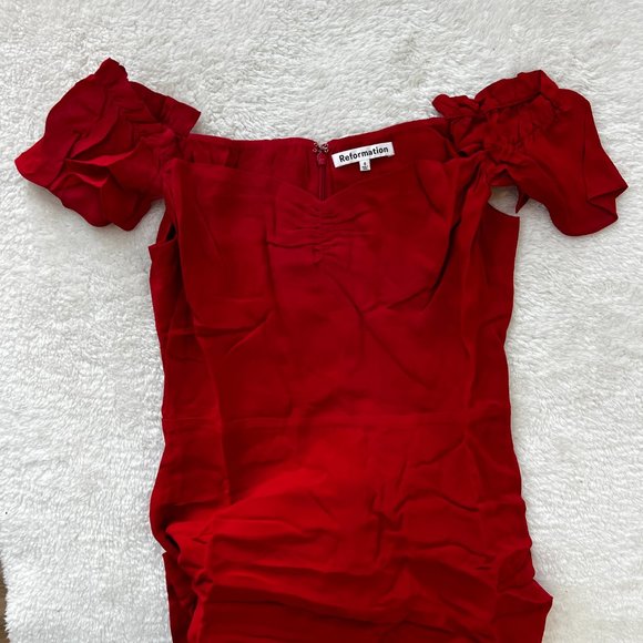 Reformation Butterfly Dress + Red - Picture 7 of 8